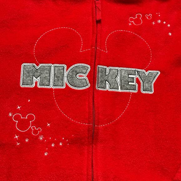 DISNEY MICKEY MOUSE FULL ZIP UP HOODIE SIZE 3X (22-24W) SOLID RED GREY LETTERS - Picture 3 of 11